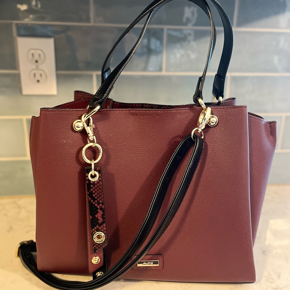 Aldo Plum Leather Handbag Tote